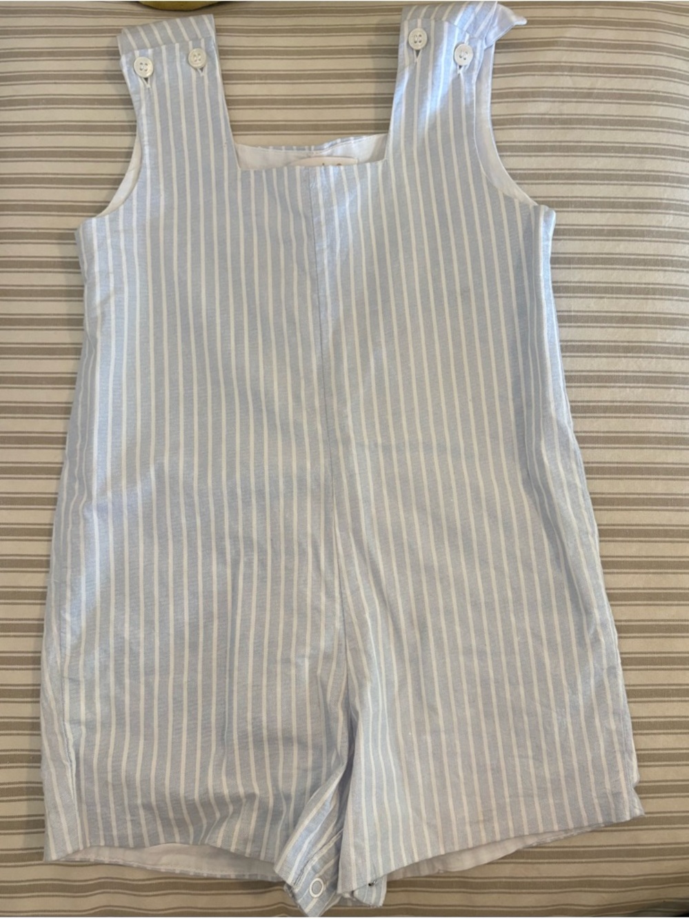 Classic Blue & White Striped Kids One-Piece Romper